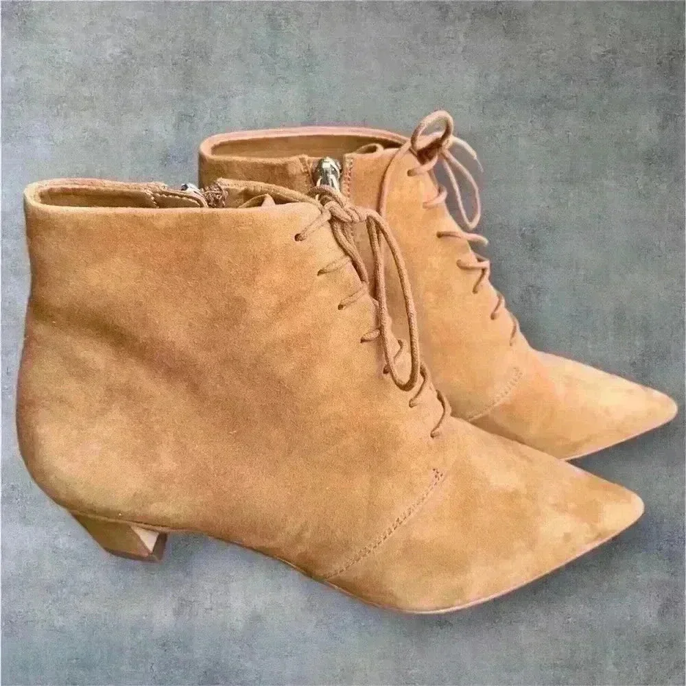 Nine West Shoes Women's 5.5 Beige Camel Tan Leather Yendira Ankle Bootie
